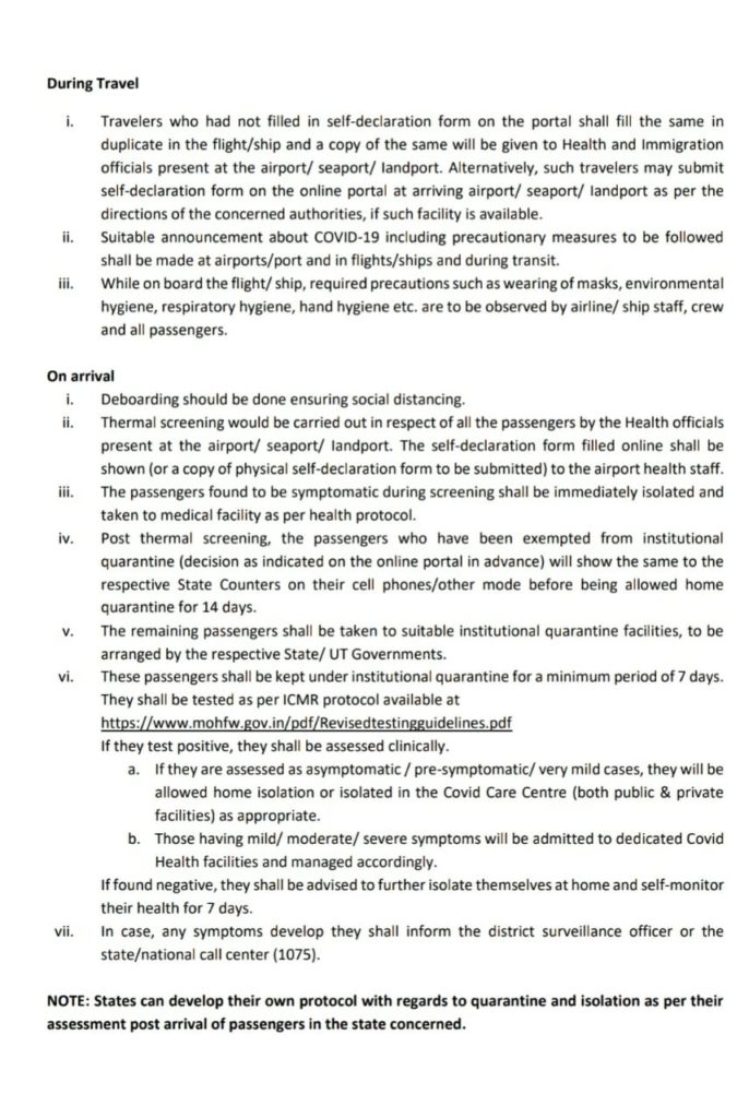 Page 2 of Notification for International Passengers